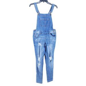 Wax Jean Basic Denim Destroyed Overalls Women's Size Small